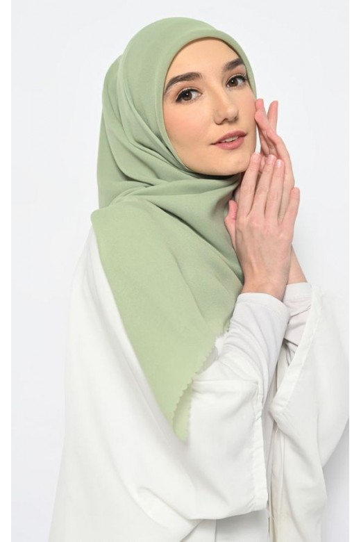 Hijab Segi 4 Double Haikon Lasercut Mint